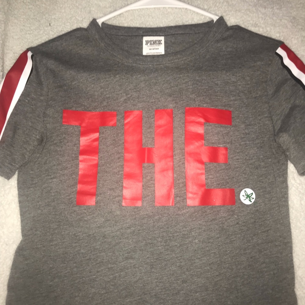 PINK cropped Ohio state buckeyes shirt